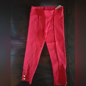 Janie and Jack Red Leggings with Heart Buttons